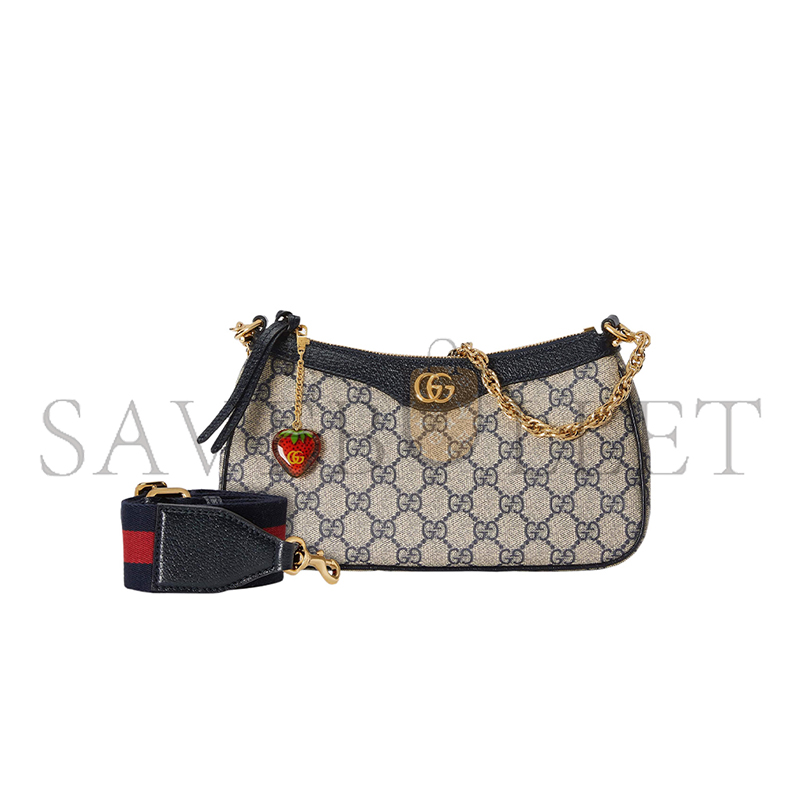 GUCCI OPHIDIA GG SMALL HANDBAG BEIGE BLUE 735132 (25*15.5*6cm)